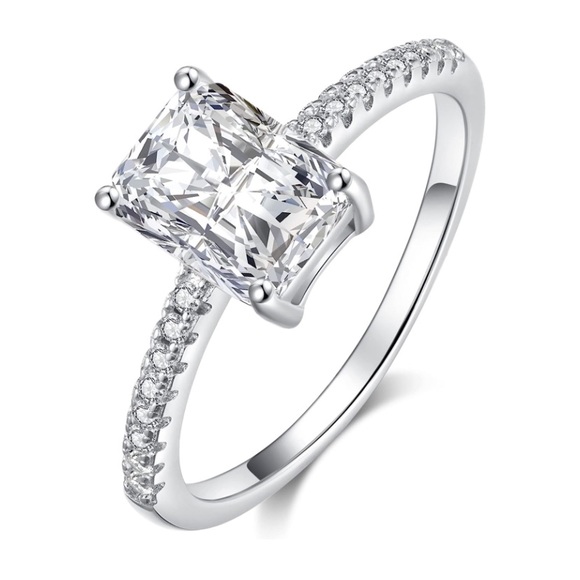 1 Carat Radiant Cut Diamond Moissanite Ring - Picture 1 of 10